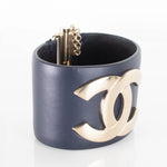 Chanel CC Logo Dark Navy Leather Cuff