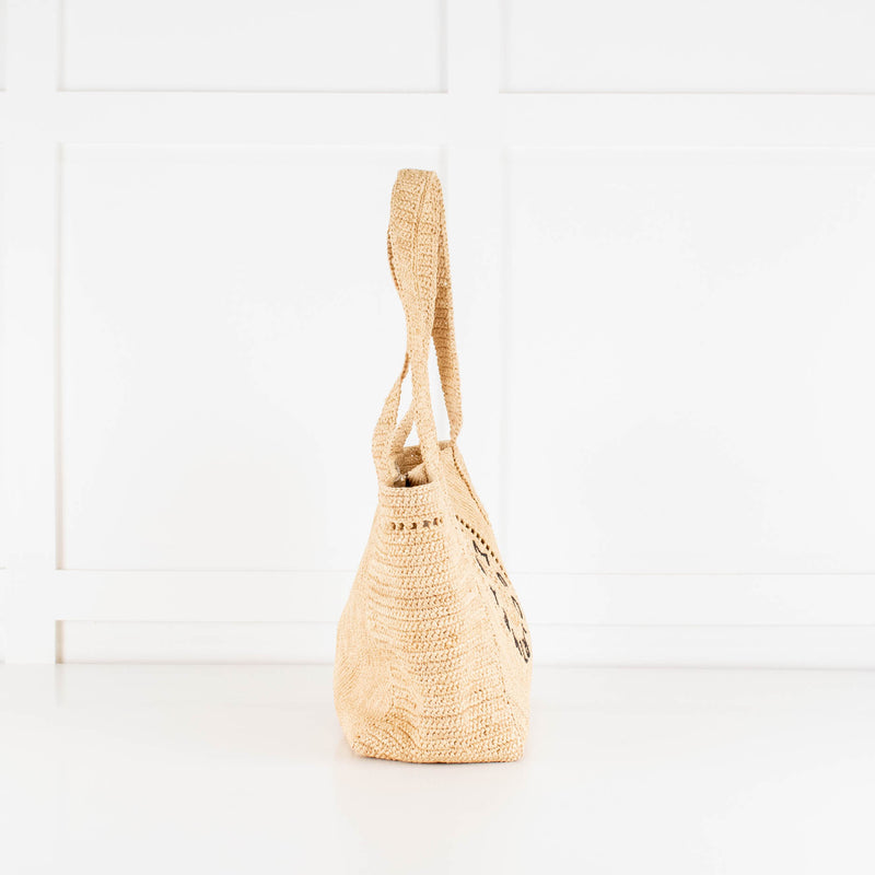 Stella McCartney Embroidered Raffia Tote