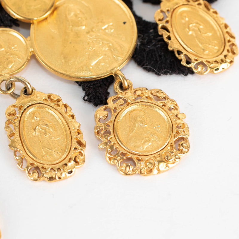 Dolce & Gabbana Black Virgin Mary Chandelier Clip on Earrings