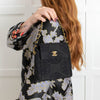 Chanel Black Canvas Camellia Bucket Bag