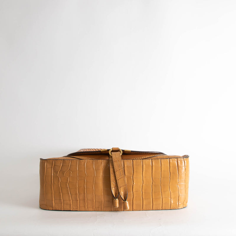 Chloe Tan Croc Effect Marcie Shoulder Bag