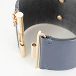 Chanel CC Logo Dark Navy Leather Cuff