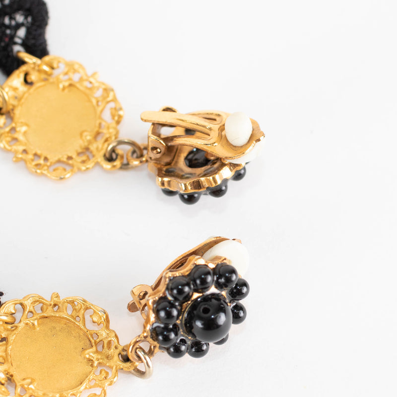 Dolce & Gabbana Black Virgin Mary Chandelier Clip on Earrings