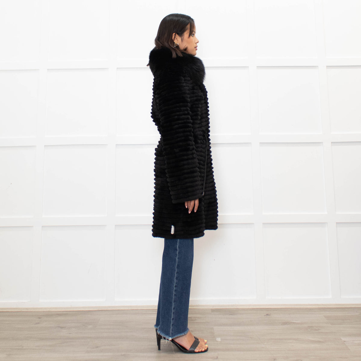 Unbranded Black Fur Knit Reversible  Coat
