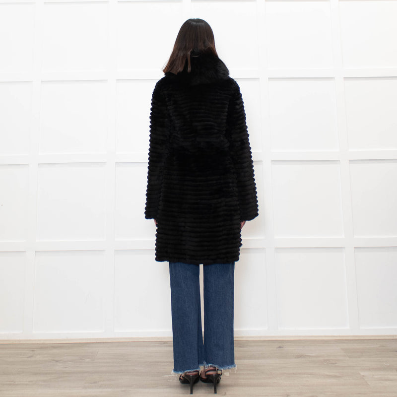 Unbranded Black Fur Knit Reversible  Coat