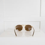 Louis Vuitton Gold Sunglasses with Brown Lenses
