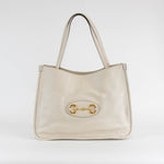 Gucci White Leather 1955 Horsebit Tote
