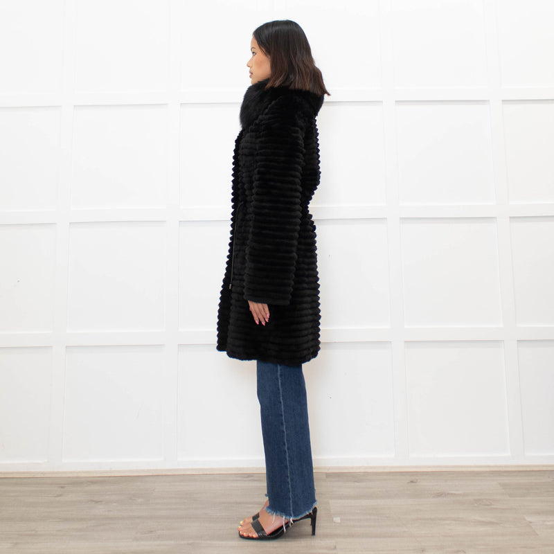 Unbranded Black Fur Knit Reversible  Coat