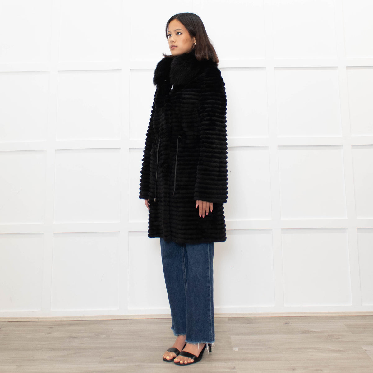 Unbranded Black Fur Knit Reversible  Coat
