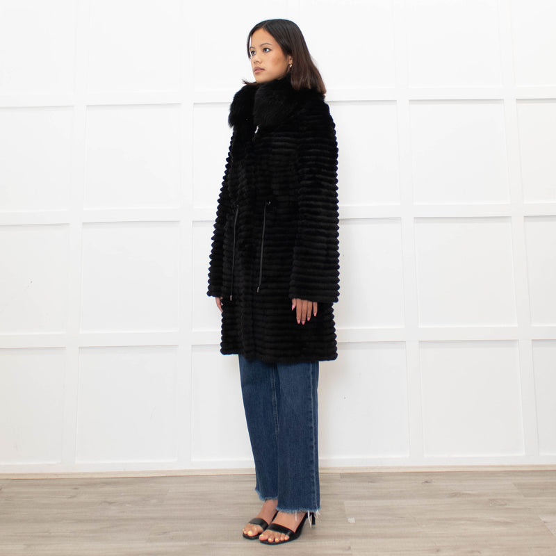 Unbranded Black Fur Knit Reversible  Coat