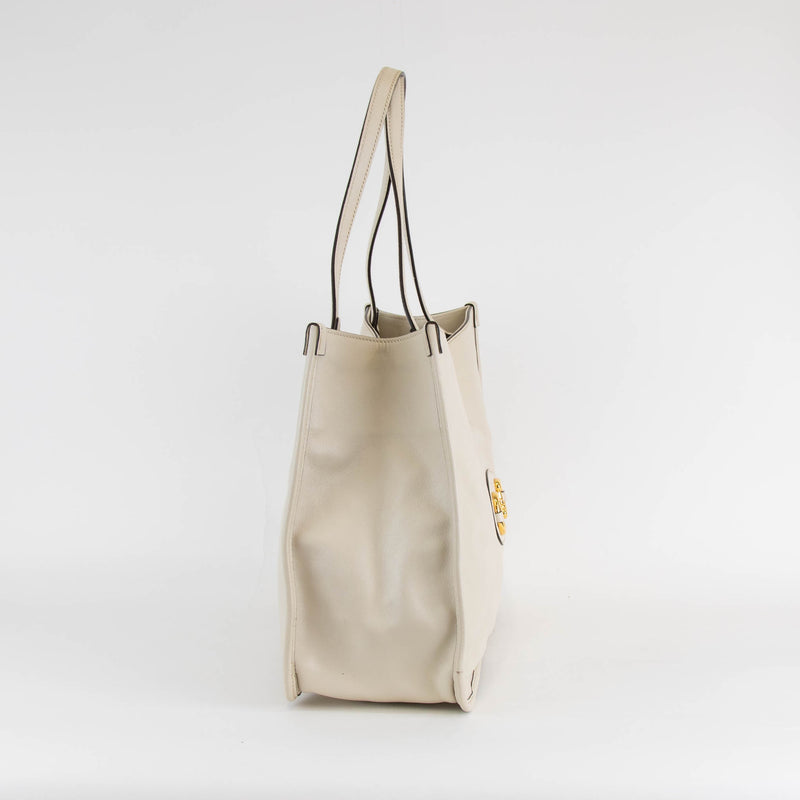 Gucci White Leather 1955 Horsebit Tote