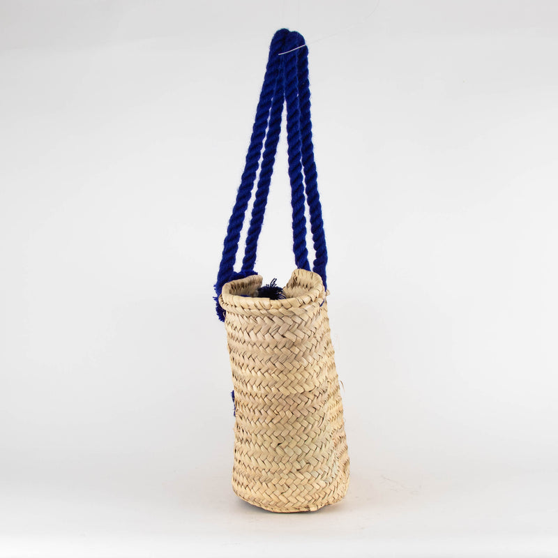Le Sirenuse Beige Straw Blue Rope Basket