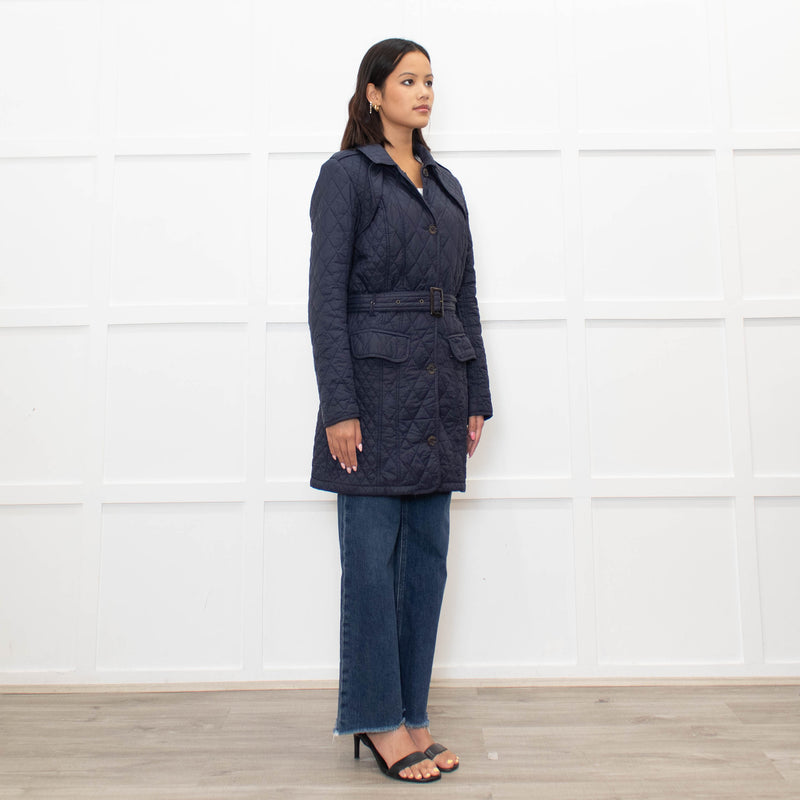 Barbour Navy Quilted Belted Jacket