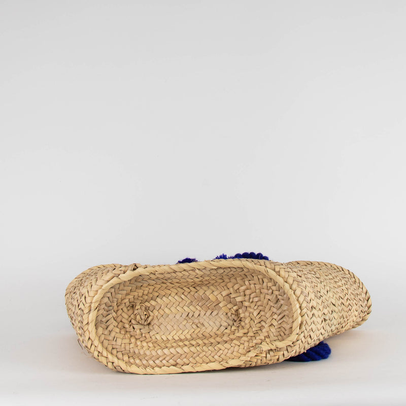 Le Sirenuse Beige Straw Blue Rope Basket