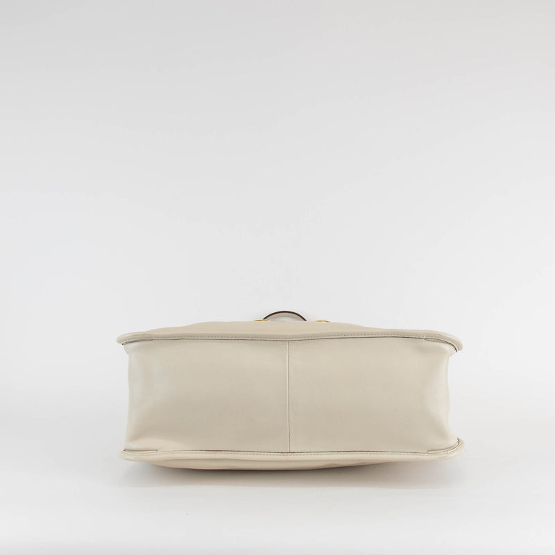 Gucci White Leather 1955 Horsebit Tote