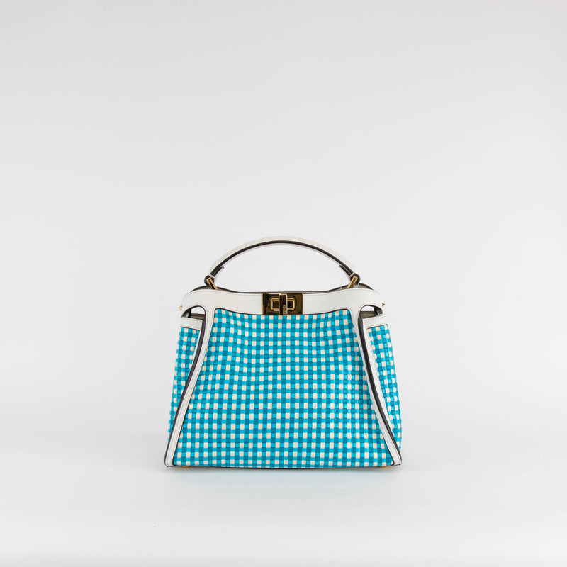 Fendi Blue and White Woven Peekaboo