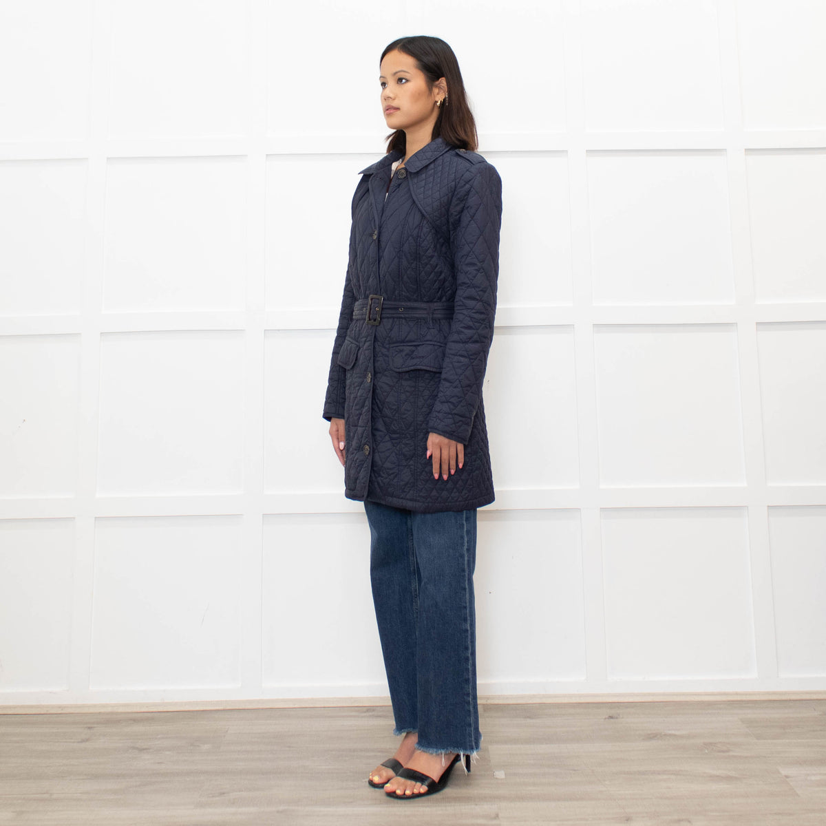 Barbour Navy Quilted Belted Jacket