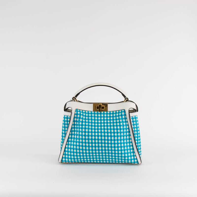 Fendi Blue and White Woven Peekaboo