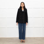 Sandro Black Wool Blend Brown Button Zip Front Coat