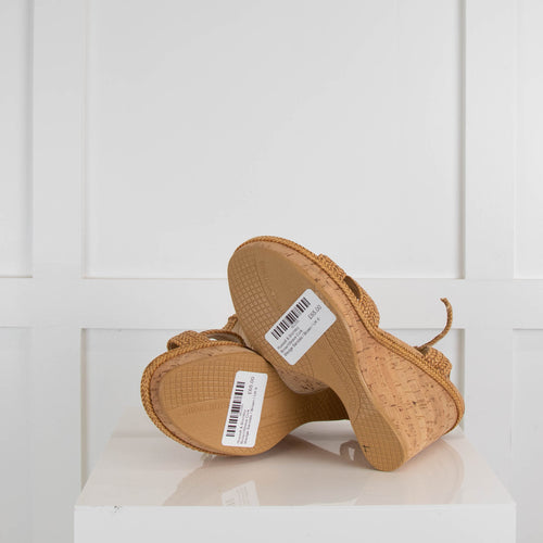 Russell & Bromley Brown Weave Cork Wedge Sandals