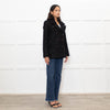 Sandro Black Wool Blend Brown Button Zip Front Coat