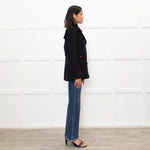 Sandro Black Wool Blend Brown Button Zip Front Coat