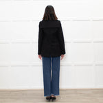 Sandro Black Wool Blend Brown Button Zip Front Coat