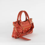 Balenciaga The First 2Way City Bag in Orange Crinkle Leather with Gold Hardware