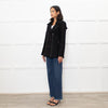 Sandro Black Wool Blend Brown Button Zip Front Coat