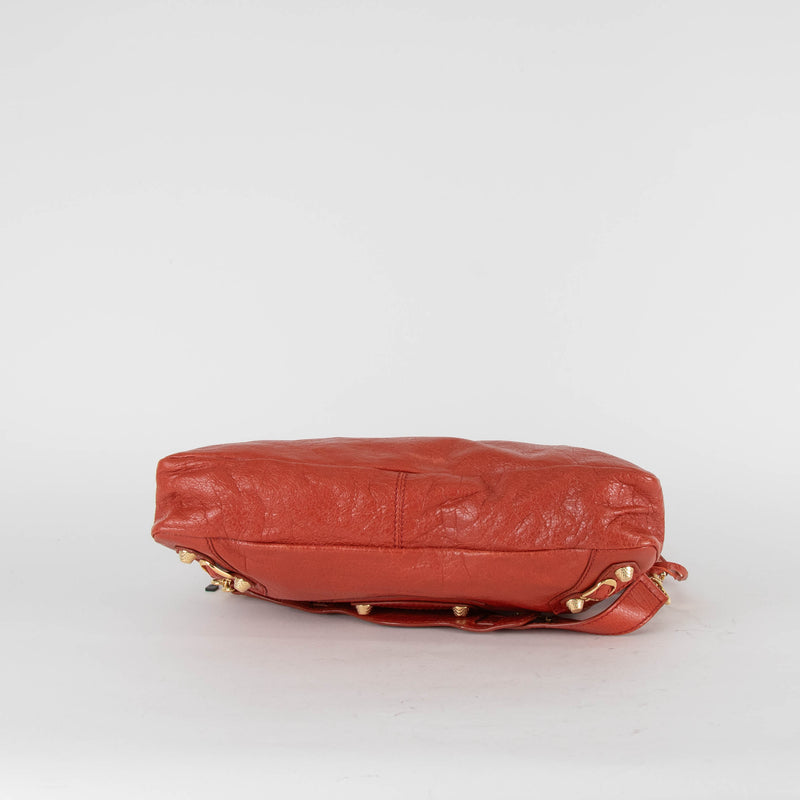 Balenciaga The First 2Way City Bag in Orange Crinkle Leather with Gold Hardware