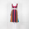 Emilio De La Morena Vertical Purple Line Stripe Dress With Grey Waistband