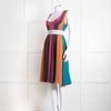 Emilio De La Morena Vertical Purple Line Stripe Dress With Grey Waistband