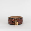 Burberry Brown Snake Skin Detail Black Trim Wide Double Buckle Belt