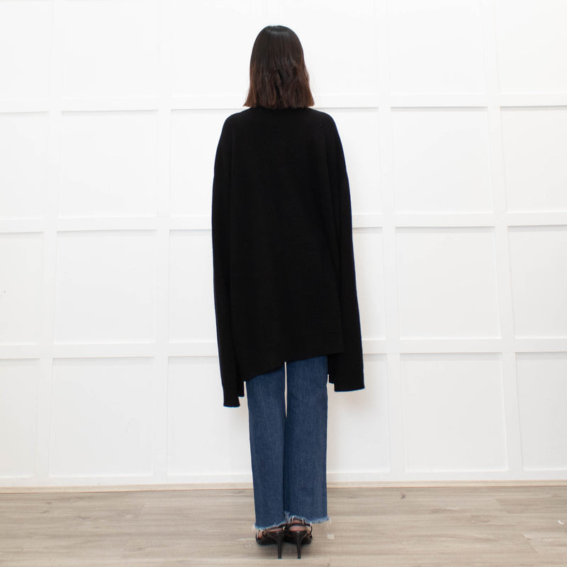Raey Black Cashmere Oversized Cut Out Detail Cardigan