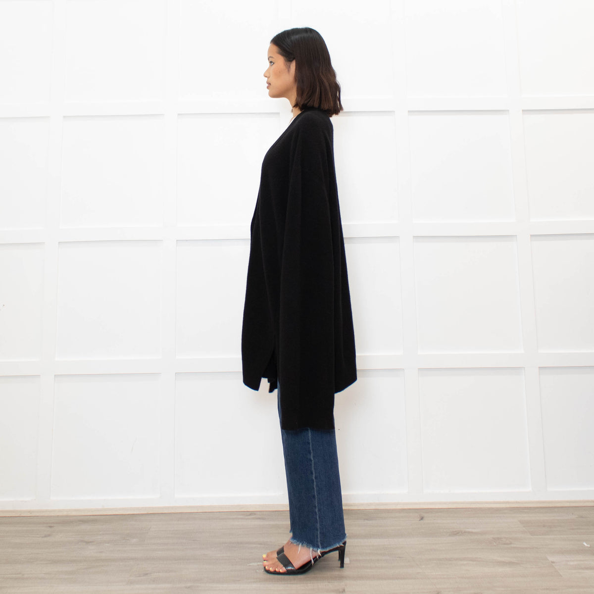 Raey Black Cashmere Oversized Cut Out Detail Cardigan