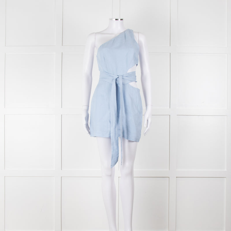 Bondi Born Sky Blue Linen Mini Dress