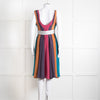 Emilio De La Morena Vertical Purple Line Stripe Dress With Grey Waistband