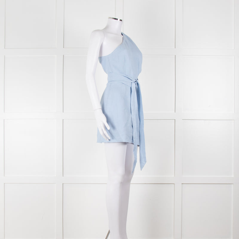 Bondi Born Sky Blue Linen Mini Dress