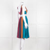 Emilio De La Morena Vertical Purple Line Stripe Dress With Grey Waistband