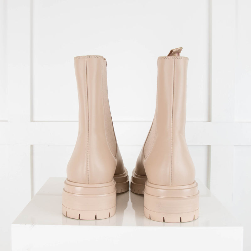 Gianvito Rossi Cream Leather Flat Ankle Boots