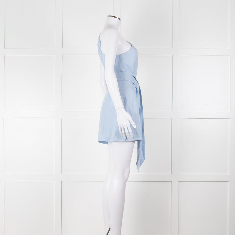 Bondi Born Sky Blue Linen Mini Dress