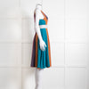Emilio De La Morena Vertical Purple Line Stripe Dress With Grey Waistband