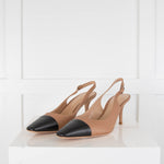 Gianvito Rossi Beige Black Slingback Low Heel Shoes