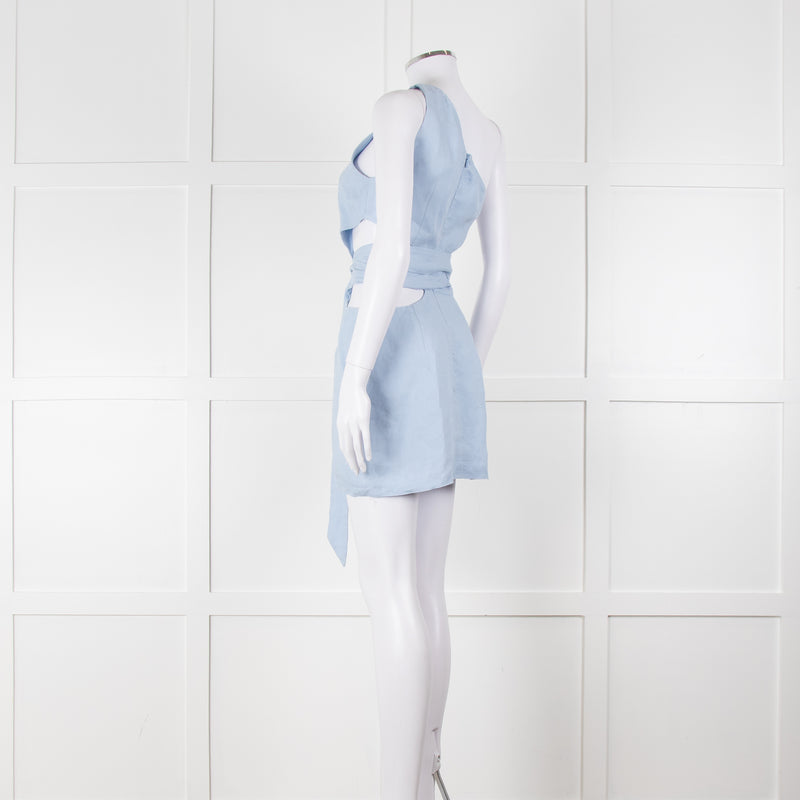 Bondi Born Sky Blue Linen Mini Dress
