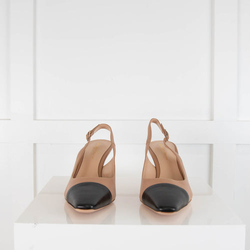 Gianvito Rossi Beige Black Slingback Low Heel Shoes