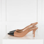 Gianvito Rossi Beige Black Slingback Low Heel Shoes