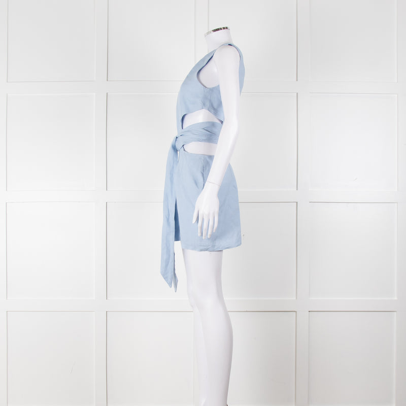 Bondi Born Sky Blue Linen Mini Dress
