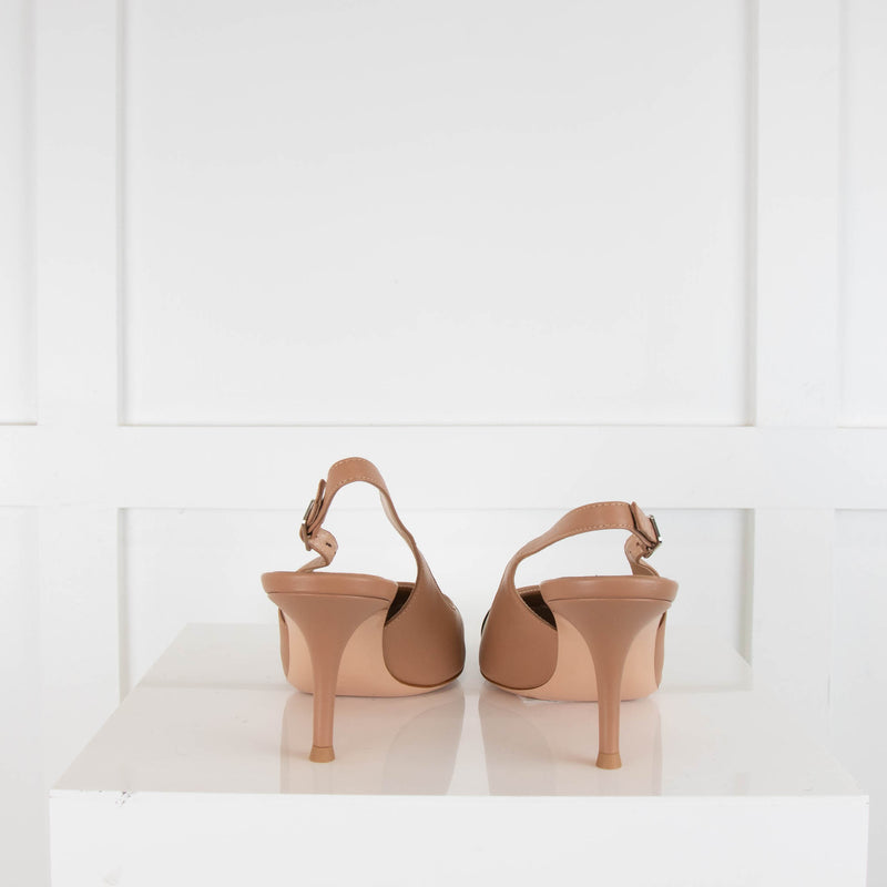 Gianvito Rossi Beige Black Slingback Low Heel Shoes