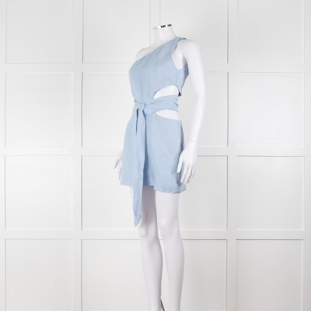 Bondi Born Sky Blue Linen Mini Dress
