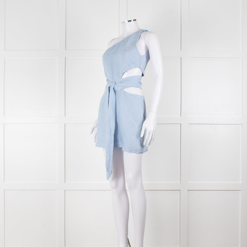 Bondi Born Sky Blue Linen Mini Dress